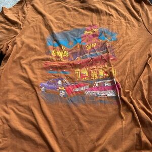 SHEIN Brown Graphic Short Sleeve Tee Relaxed Fit